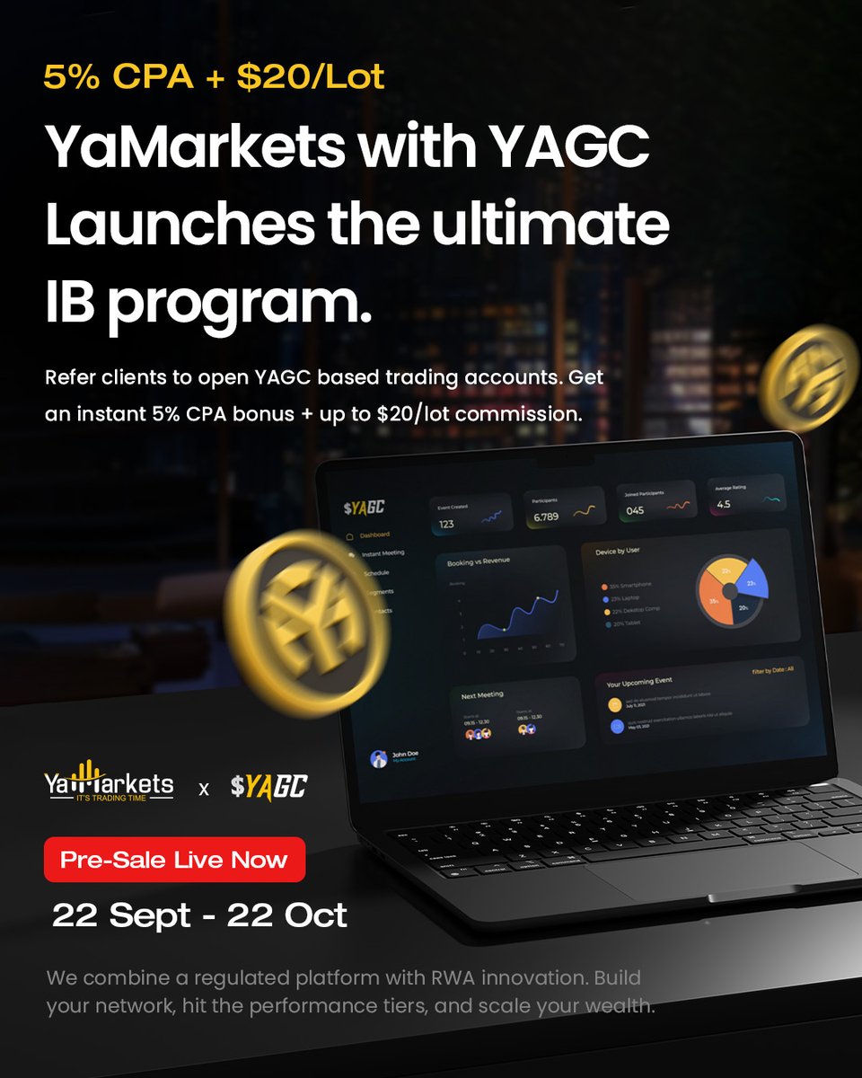 markets_ya's tweet image. YaMarkets x YAGC brings you a program that pays more, scales faster, and is built on trust.
Why choose us?
A regulated platform + real-world asset innovation. Not just another IB program, but a serious growth path.
client.yagc.io/login
#YaMarkets #YAGC #IBProgram #Partnership