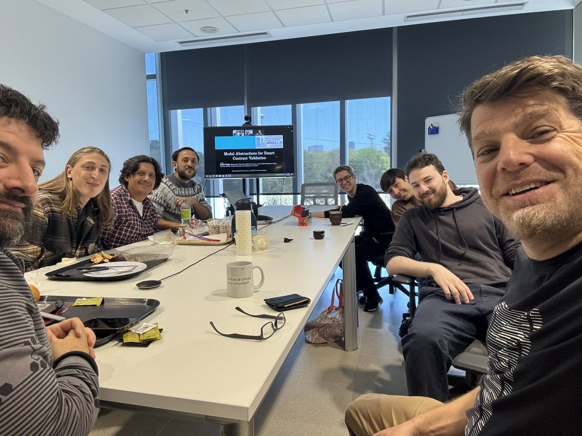 seba_uchitel's tweet photo. En la reunión semanal de Lafhis Javi Godoy repasó la charla que va a dar en  #MODELSconf25 @modelsconf. Modal abstractions for smart contract validation. https://t.co/tiCvm0IWxy