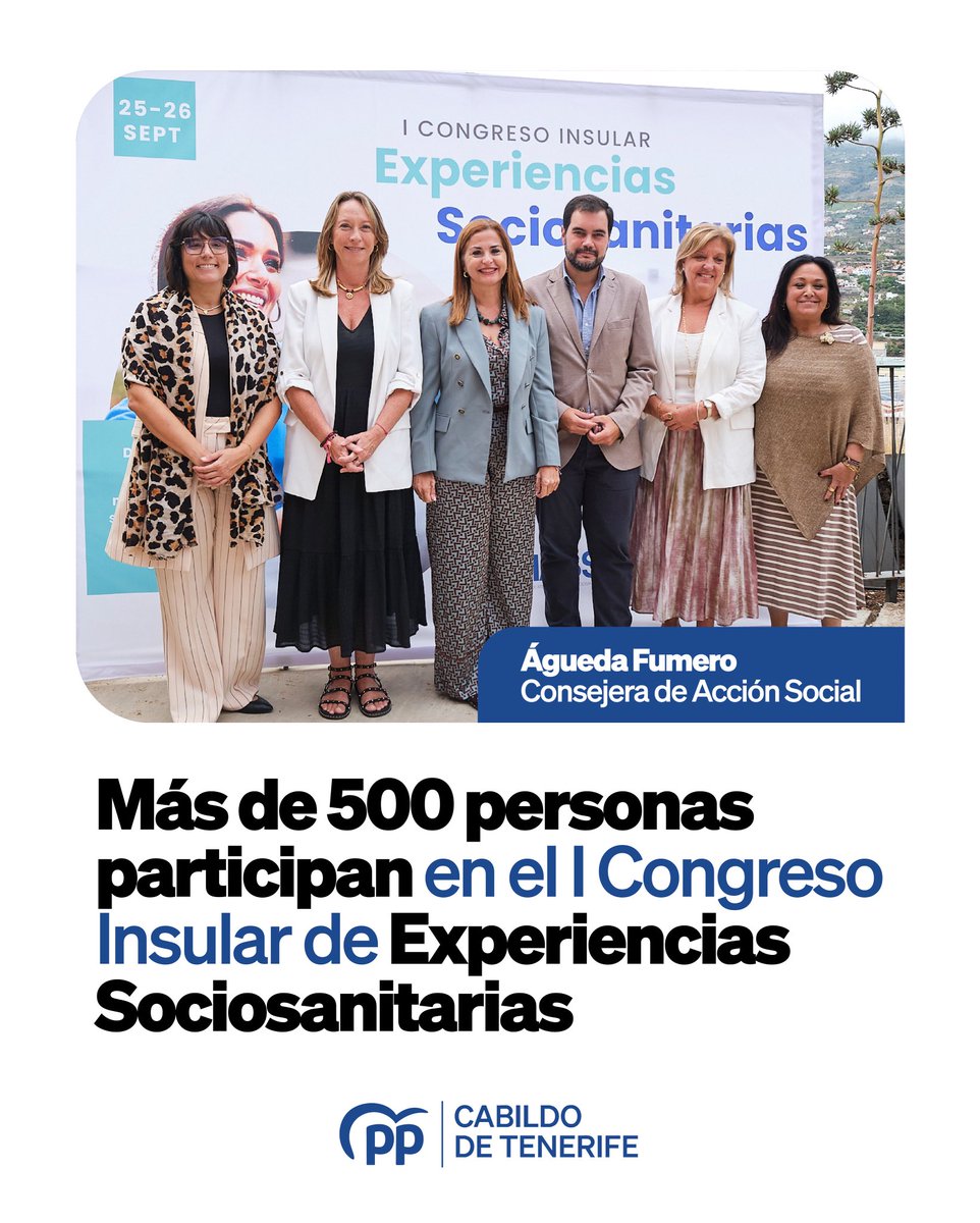 🔵 Más de 500 personas participaron en el I Congreso Insular de Experiencias Sociosanitarias, organizado por el área azul del Cabildo de Tenerife.

Un espacio pionero en Canarias para compartir avances, experiencias y estrategias en la atención a personas dependientes.