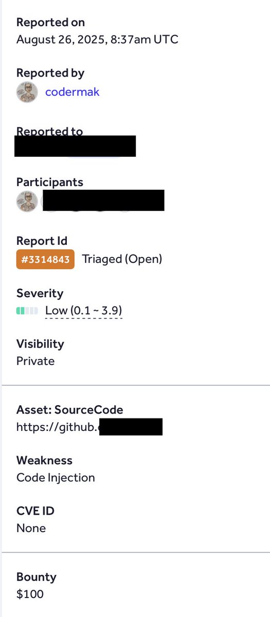 arshadkazmi42's tweet photo. Small win of $100 on @Hacker0x01
Found broken link in Github org repository using https://t.co/8tpI3qtYvX
#iTrace https://t.co/xRf2hUqyj5