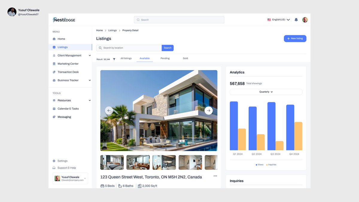 Next up, the property details page, giving agents a clear view of their listing, with all the details and insights they need to make decisions faster and easier. 
Happy new week!!