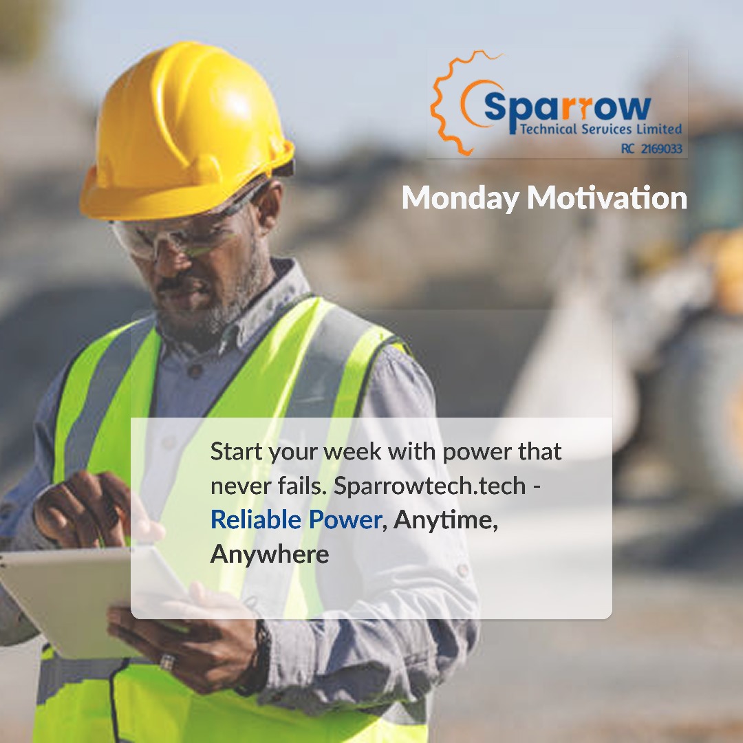 Sparrowtechnic1's tweet image. Start your week strong with Reliable Power from Sparrow Technical Services.
Anytime. Anywhere. Always.

We power businesses with efficiency, reliability &amp;amp; peace of mind. 
Let Sparrow Tech fuel your growth this week.

#MondayMotivation #ReliablePower #heavyduties