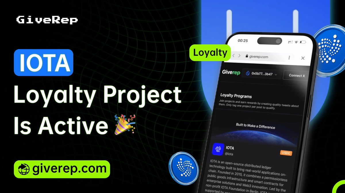GM <a href="/GiveRep/">GiveRep</a> CT

been looking deeper into <a href="/iota/">IOTA</a> lately and it feels underrated
strong mix of gov partnerships like twin rwa plays with salus, plus ecosystem projects swirl, pools virtue

unlike hype-only chains $IOTA is building real adoption + utility
anyone here stacking?

GM 🫶🏻