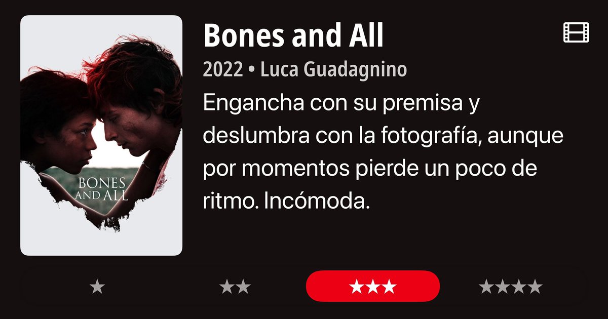 Leirub's tweet photo. Bones and All #movies #review #bonesandall https://t.co/FzZPV0g1yc