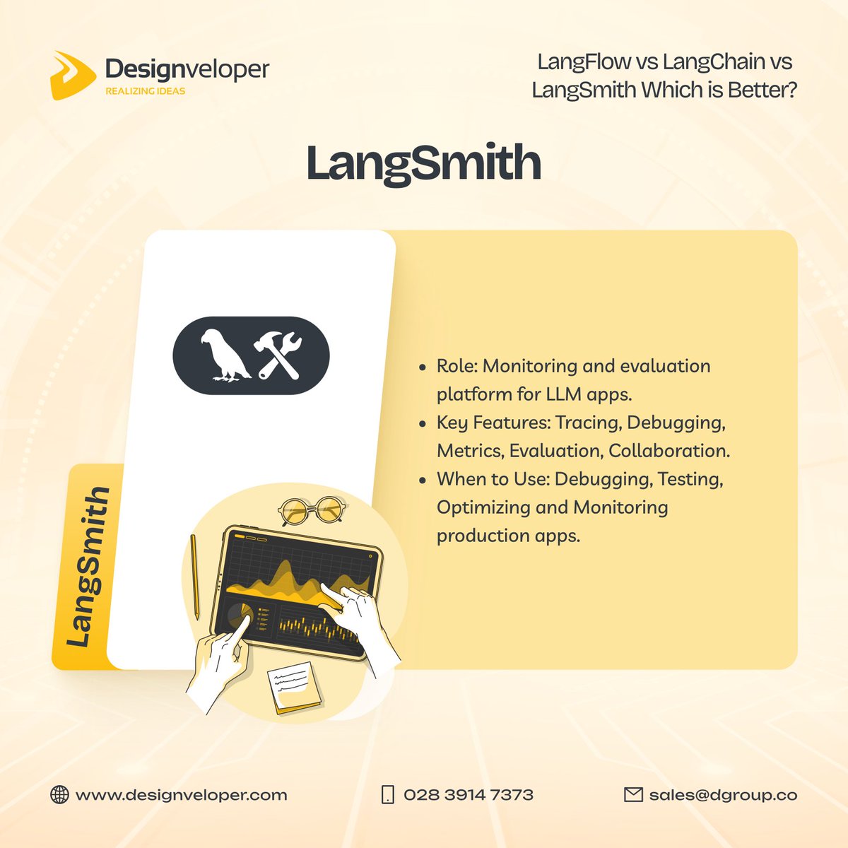Designveloper's tweet image. AI is not just a buzzword. It is powering digital transformation, and the demand for AI apps is growing fast.
Three open-source tools are leading the way: LangFlow 🌊, LangChain ⛓️, and LangSmith 🛠️.
Each plays a unique role in the LLM workflow.
👉 Check the breakdown here:…