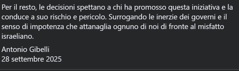 Antonio Gibelli, uno dei migliori storici italiani, ha scritto un editoriale sulla Flotilla di rara lucidità. Da anni collabora col Secolo XIX. Con i cambi al vertice dl giornale la sua voce è stata silenziata. E infatti queste parole non le troverete in edicola: diffondiamole