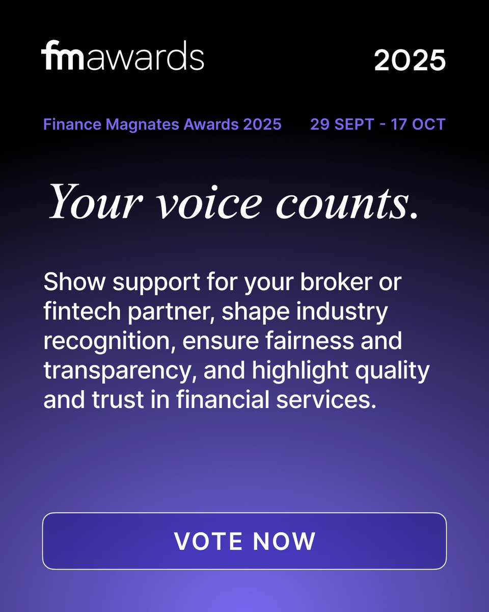 financemagnates's tweet image. ✨ Voting is open for Finance Magnates Awards 2025! ✨ Support your favorite broker &amp;amp; fintech brand. 🗳 Community votes = 50%, 👩‍⚖️ Expert panel = 50%. 📅 Closes Oct 17. 🏆 Winners revealed Nov 6 in Cyprus. 

Vote now 👉 bit.ly/4pUhnTc

 #FMAwards2025