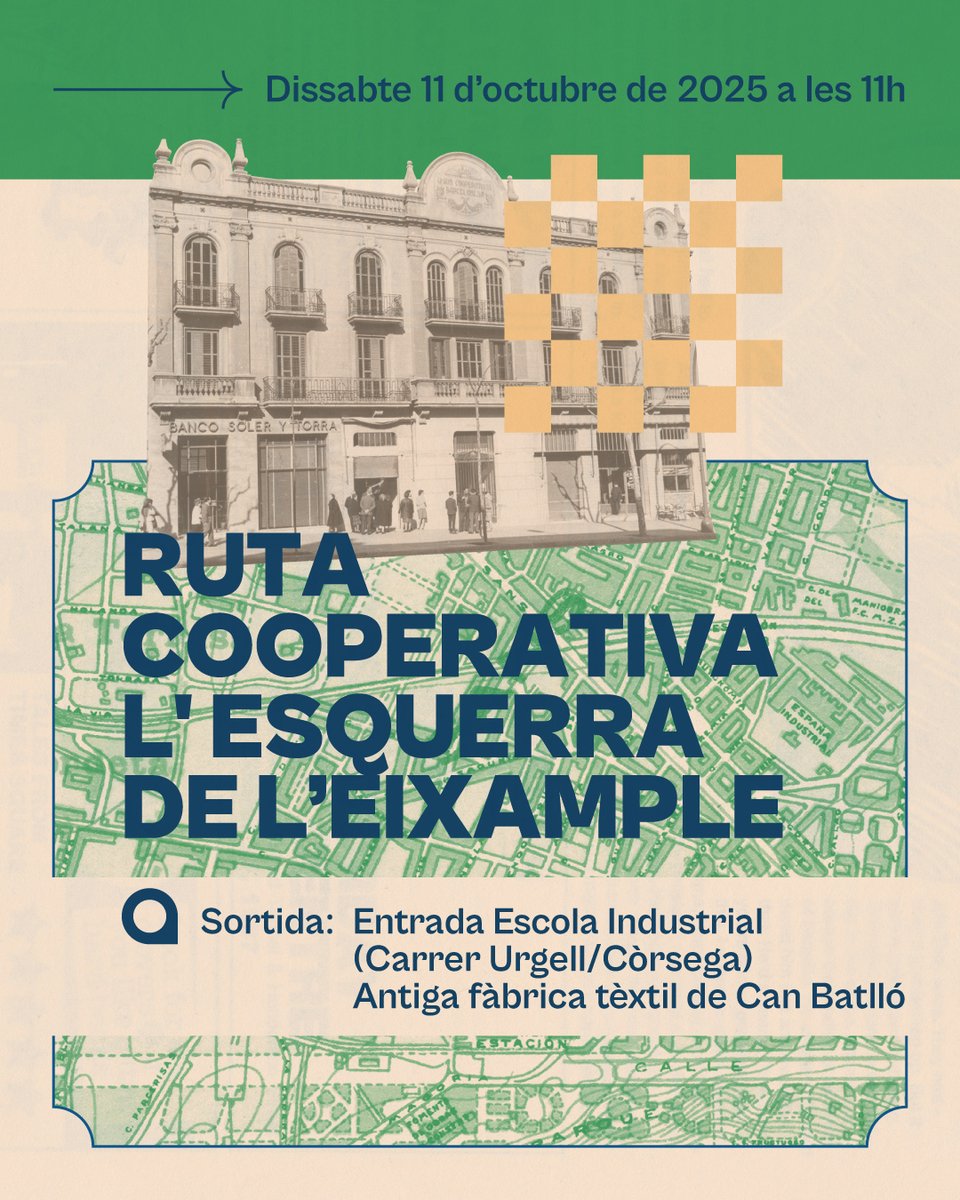 ciutatinvisible's tweet photo. 🗓️El dissabte 11 d'octubre en el marc del #2025coop durant la Festa Major de l’Esquerra de l’Eixample us proposem una Ruta Històrica Cooperativa que ens descobrirà una cara poc coneguda del barri: el seu passat cooperatiu i obrer.  
Inscripcions https://t.co/ReybCbnPqI https://t.co/r2Tj2SSHnb