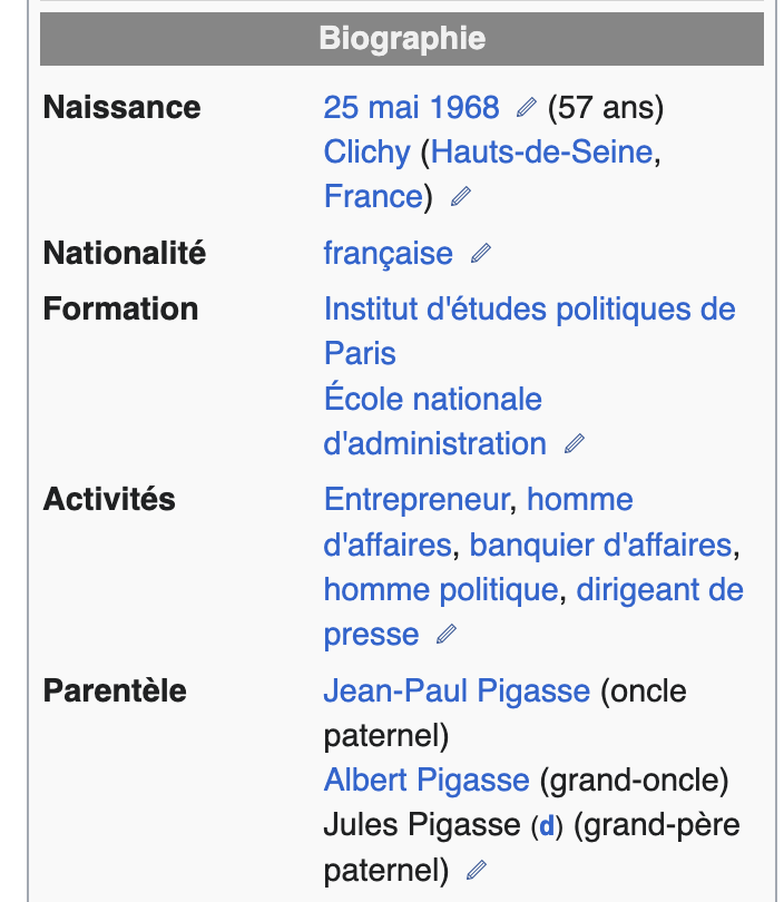bouliboulibouli's tweet photo. @MPigasse @MLP_officiel Tellement Pigasse a "hérité de rien" on dirait la moitié de son arbre généalogique il a une page wikipedia. https://t.co/X1zKTLUFzS
