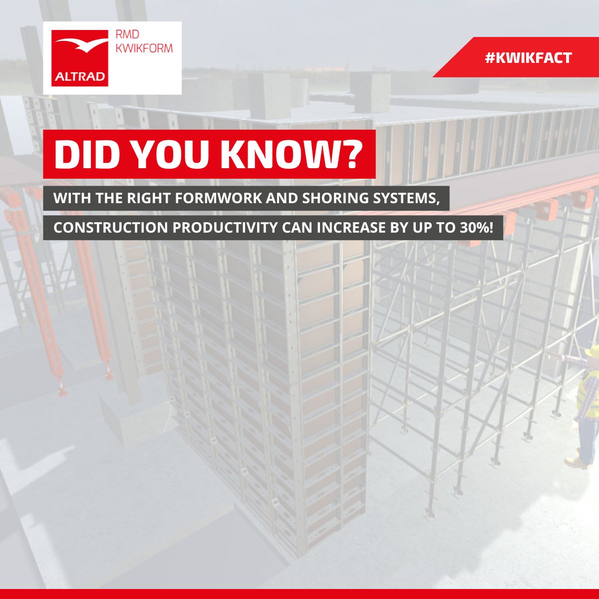 RMDKwikform's tweet image. Did you know?

The right formwork and shoring systems can boost productivity by up to 30%.

At Altrad RMD Kwikform, our solutions reduce manual labour, cut downtime, and keep high-rise builds on track — safely and efficiently.

🔗 Contact us: rmdkwikform.com/gb/contact-us/…

#HighRise