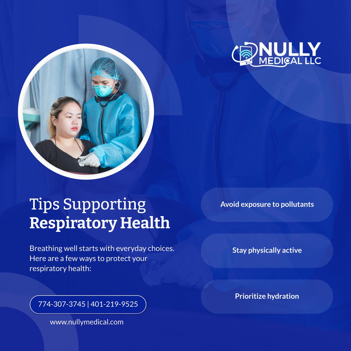 nullymedllc's tweet photo. Keep your lungs strong by making small, daily changes. These tips, from clean air to consistent hydration, can protect your breathing and overall well-being! 

#PlainvilleMA #HealthcareServices #RespiratoryHealth https://t.co/fjejCoBSNX