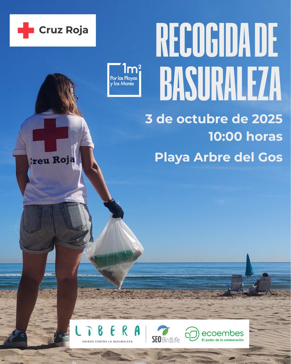 CruzRojaVLC's tweet image. 🔴Debido a la alerta meteorológica aplazamos la recogida de basuraleza prevista mañana en la playa Arbre del Gos al viernes 3 de octubre.
🌊Nos unimos así a la campaña &quot;1m2 por las playas y los mares&quot;
Apúntate aquí: ow.ly/ASgm50X3sZ9
#LIBERA1m2