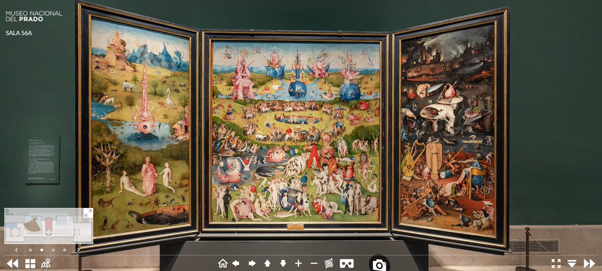 Desde cualquier lugar del mundo puedes pasear por el Museo del Prado y detenerte en los detalles de obras como "El jardín de las delicias" del Bosco en alta calidad a través de la visita virtual museodelprado.es/visita-virtual… #NextGenerationEU #PlandeRecuperación