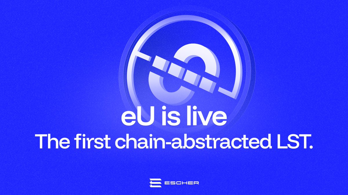 escher_fi's tweet image. $eU is live. 🌍
The first chain-abstracted LST.
Stake $U → Mint eU → Secure @union_build  → Earn rewards → Use across EVM.
The future of staking is abstracted. 🌀