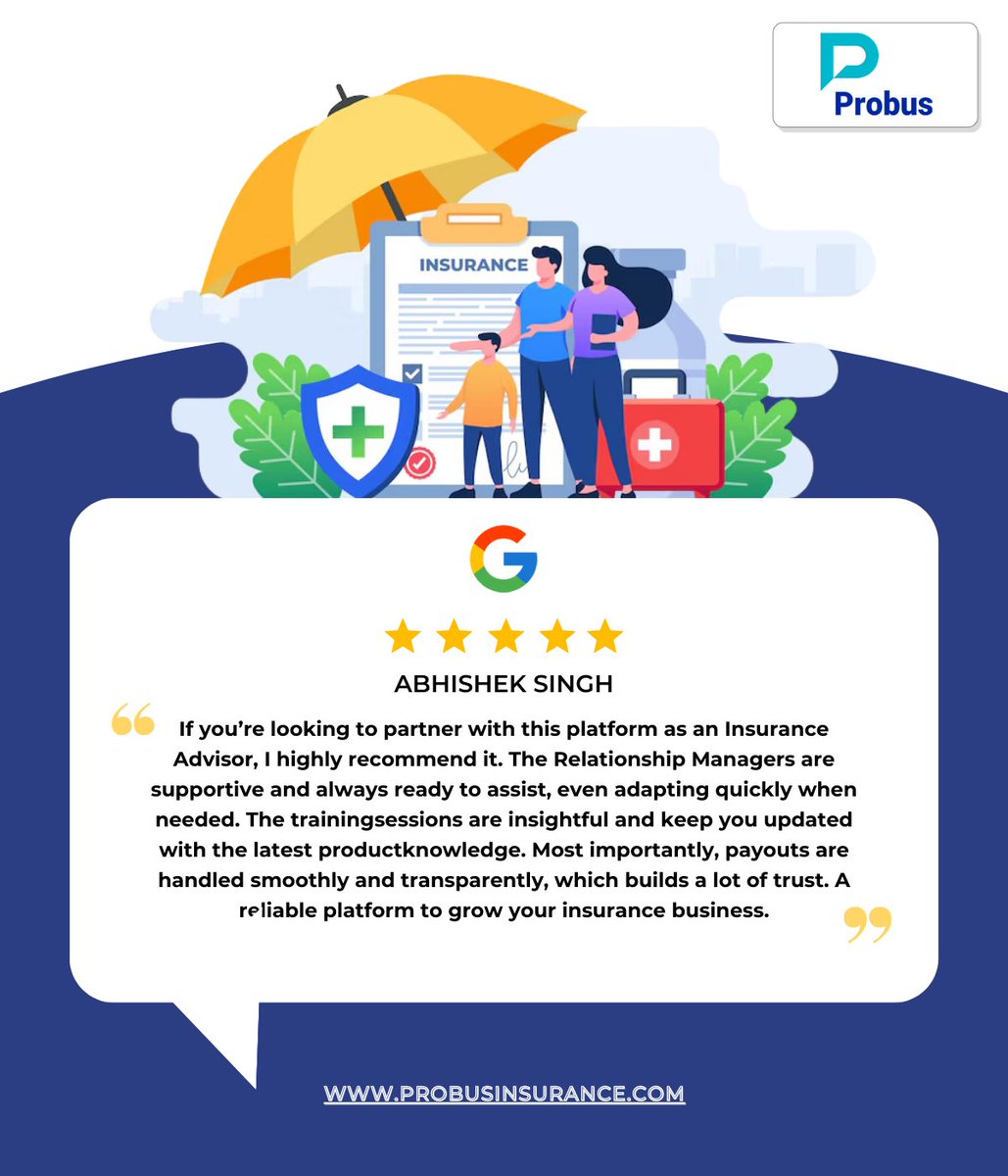 ProbusInsurance's tweet image. A heartfelt thank-you for the encouraging feedback! 🙏
We’re proud to stand beside our Advisors with reliable training, expert support, and seamless payouts.

📞 Call us today: +91 7304332968
📧 Mail: Care@probusinsurance.com

#ProbusInsurance #InsuranceAdvisor #ProbusPartners