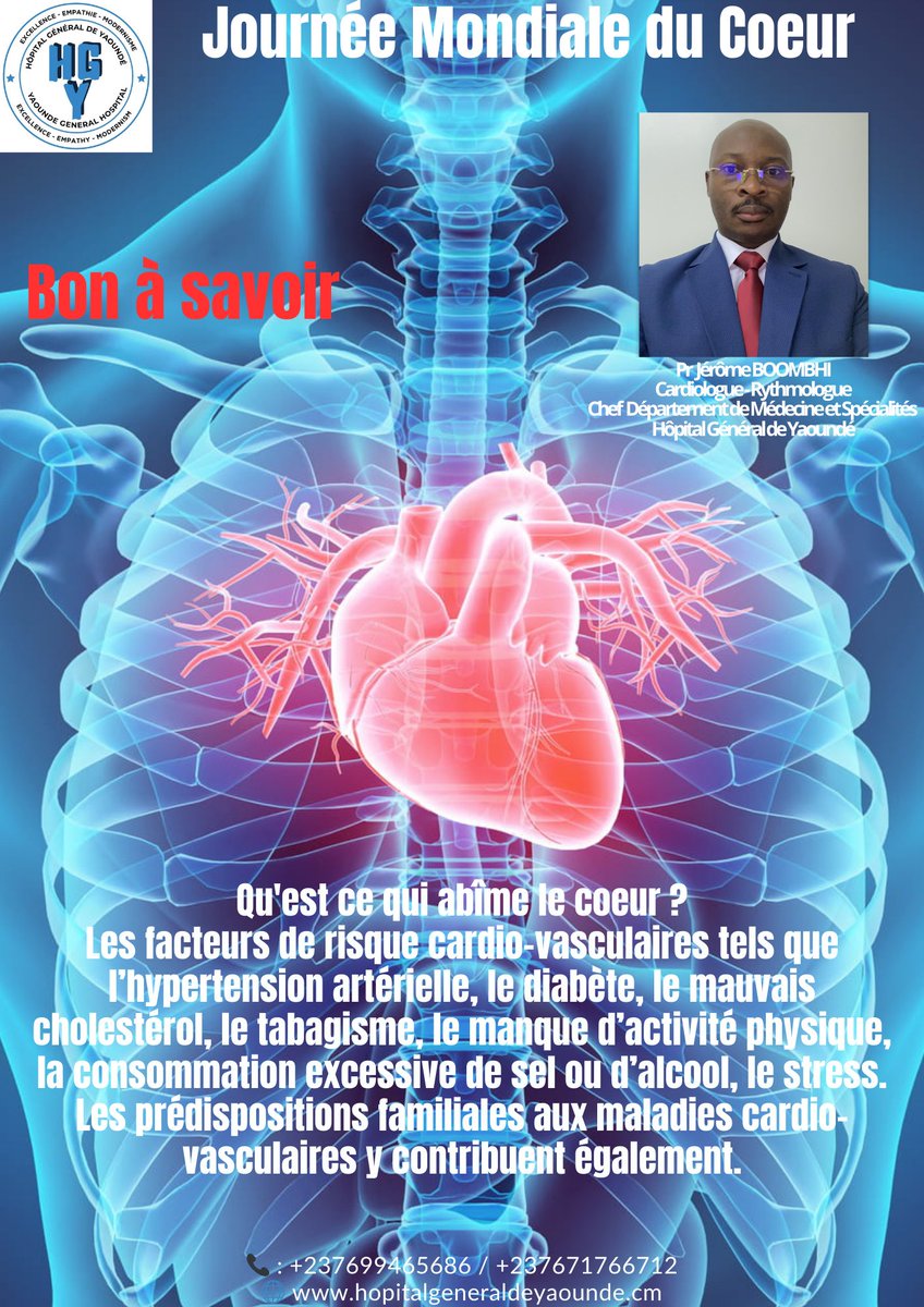 general_hopital's tweet photo. #HGY
Qu'est ce qui abîme le coeur
Pr Jérôme BOOMBHI, Cardiologue et Rythmologue à l'#Hôpital_Général_de_Yaoundé nous interpelle sur ce qu'il ya à faire
Comm / Général https://t.co/DgqghPvLwY