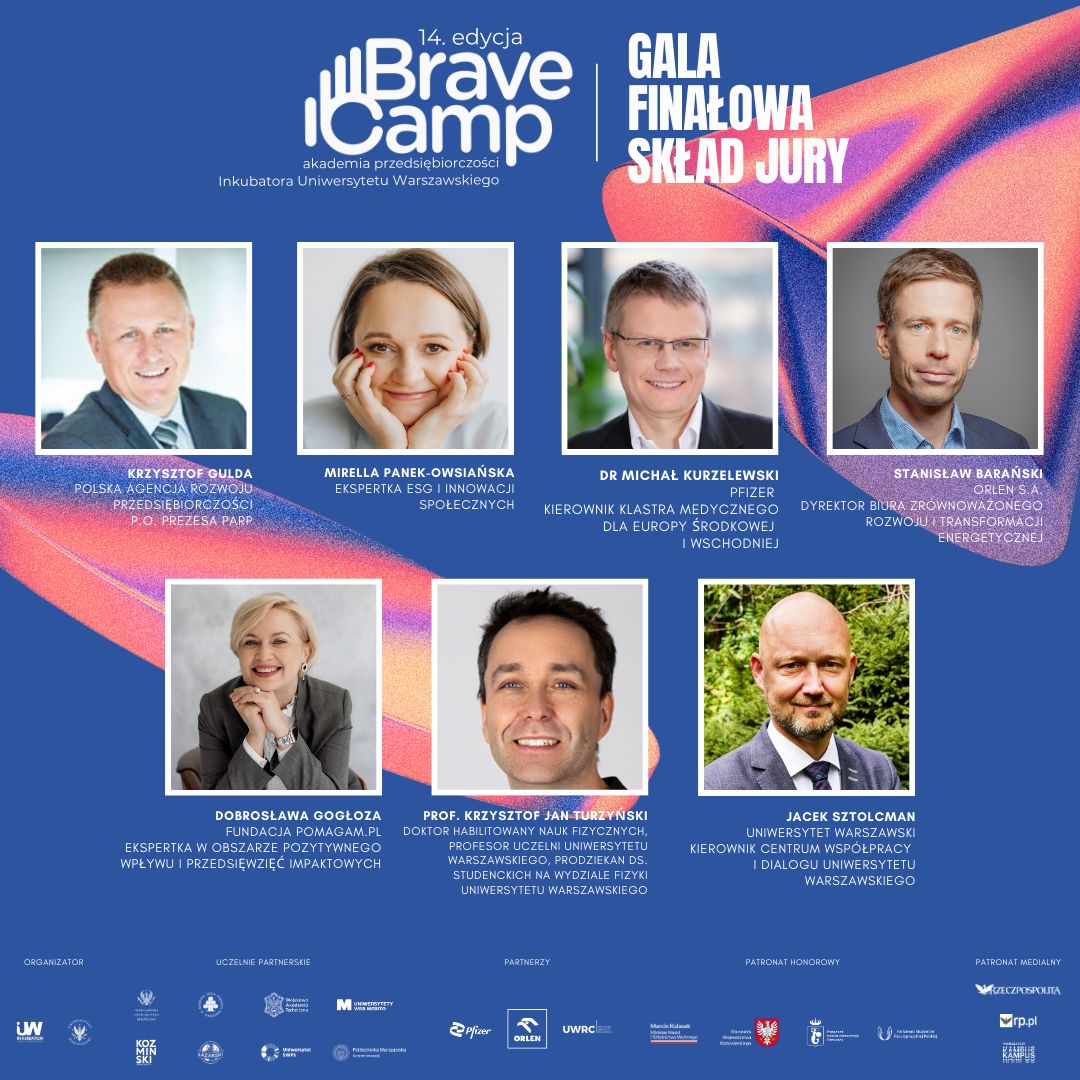 Już dzisiaj odbędzie się Gala Finałowa BraveCamp - główne nagrody to 12000 dla projektu biznesowego i projektu społecznego. 
<a href="/cwid_uw/">Centrum Współpracy i Dialogu UW</a> <a href="/mpanekowsianska/">MPanekOwsiańska</a> <a href="/ORLEN_Group/">ORLEN Group</a> <a href="/physics_UW/">Wydział Fizyki Uniwersytetu Warszawskiego</a> <a href="/parpgovpl/">Polska Agencja Rozwoju Przedsiębiorczości</a> <a href="/pfizer/">Pfizer Inc.</a> <a href="/pomagam/">Pomagam.pl</a>