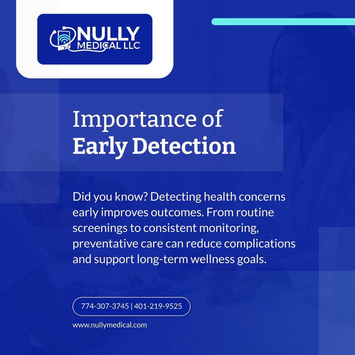 nullymedllc's tweet photo. Prevention is a powerful tool. By prioritizing early screenings, patients can stay ahead of issues before they escalate. Stay informed. Stay proactive. 

#PlainvilleMA #HealthcareServices #PreventativeCare https://t.co/p6GSORYFgo