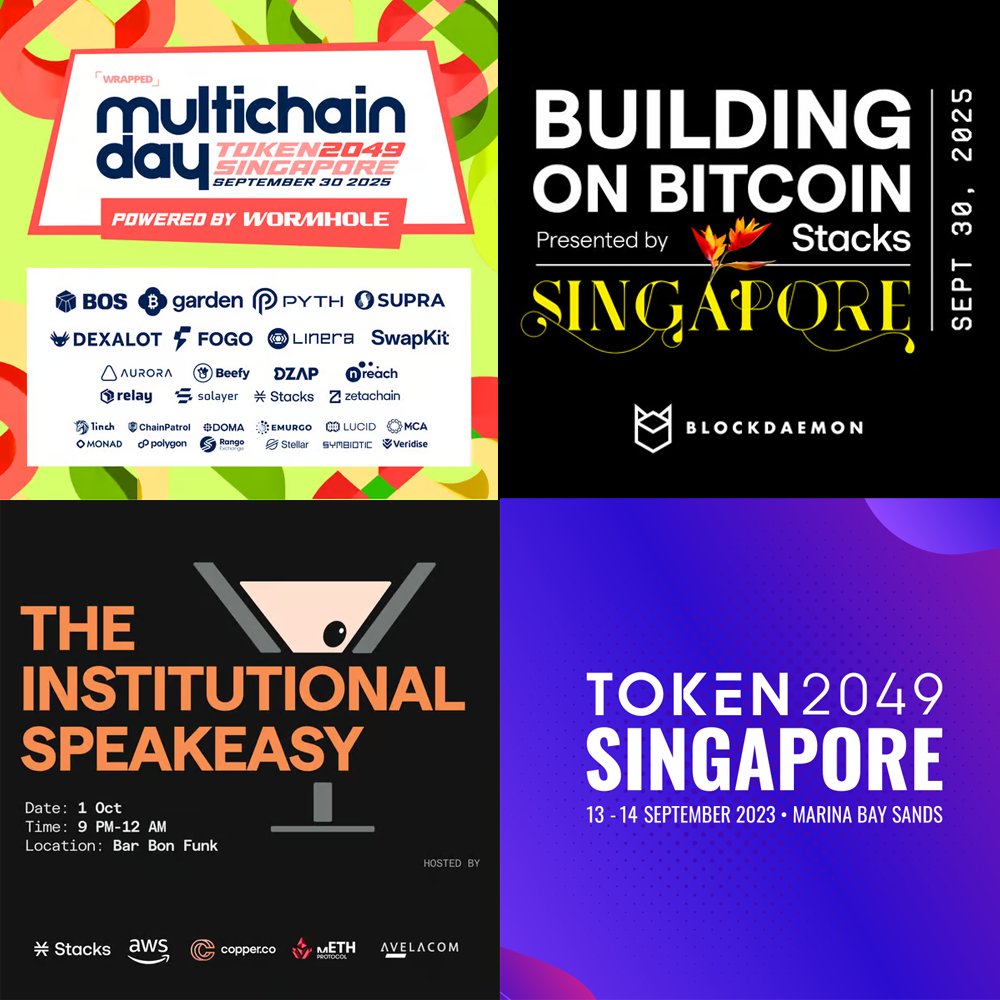 Singapore turns Orange 🧡

Stacks is everywhere, proving why Bitcoin is more: a productive asset powering Bitcoin-first apps.

Catch Stacks at Token2049 Singapore (Sep 30 – Oct 3) and see all the places we’re showing up 👇 1/6