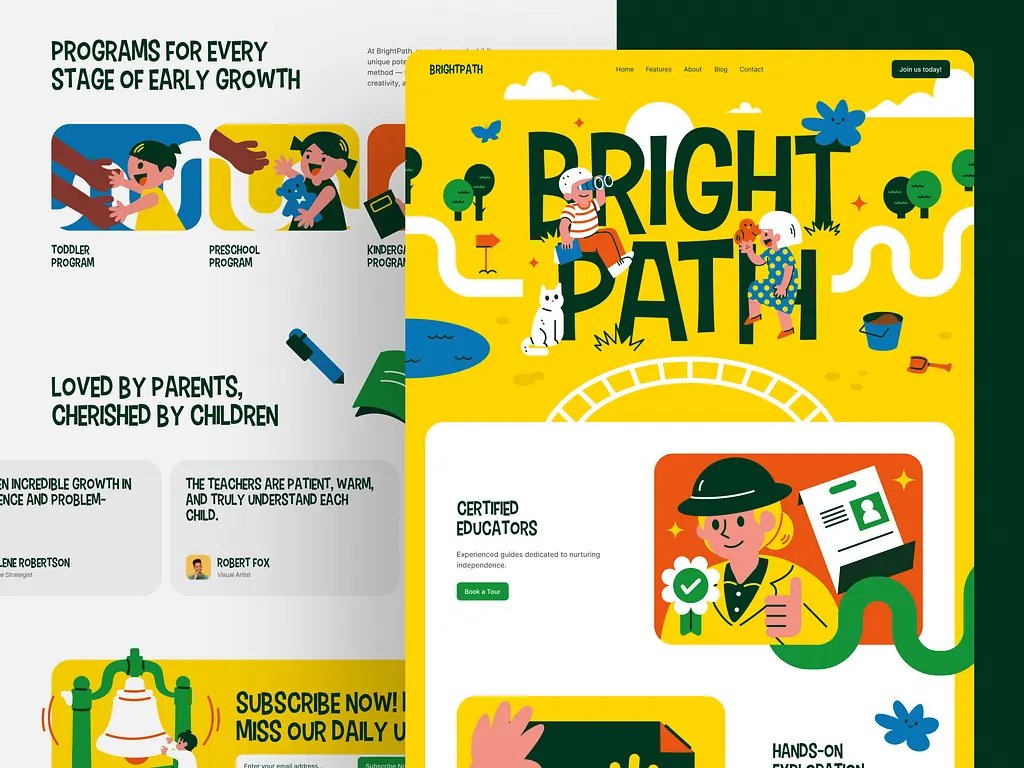 Bright Path 
Website Landing Page

BrightPath is an early childhood education institution that applies the Montessori method to support children’s growth according to their developmental stages.

cooking or nah? 👀