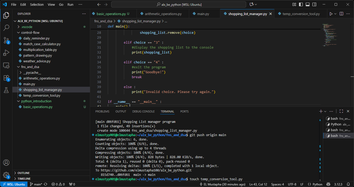 elmustyy_'s tweet photo. Week 5 β
Learned about:
-Functions through to Data Structures.
-Modules and Packages /Libraries in python.
-Variable Scope and Namespaces
Completed the task program for the week on functions (https://t.co/2UoXspoNiX)
#ALX_SE #ALX_BE #backend https://t.co/dRNQEAcbn4