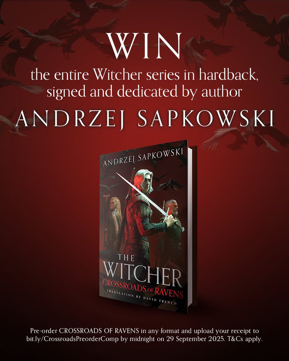 LAST CHANCE to get your hands on the entire #Witcher series in hardback, SIGNED and DEDICATED by Andrzej Sapkowski himself.

Pre-order #CrossroadsOfRavens and upload your receipt here by midnight tonight! brnw.ch/21wWb90