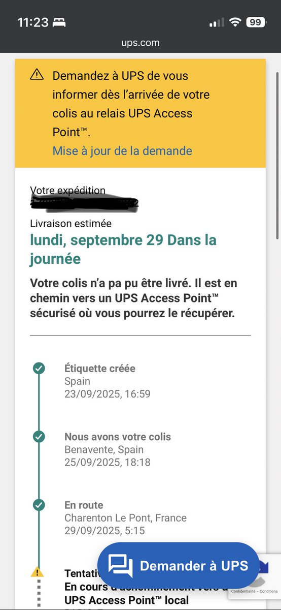 Toujours un bonheur de se faire livrer (ou pas) par <a href="/UPS/">UPS</a> <a href="/UPS_FR/">UPS France</a> bien sûr je suis chez moi…