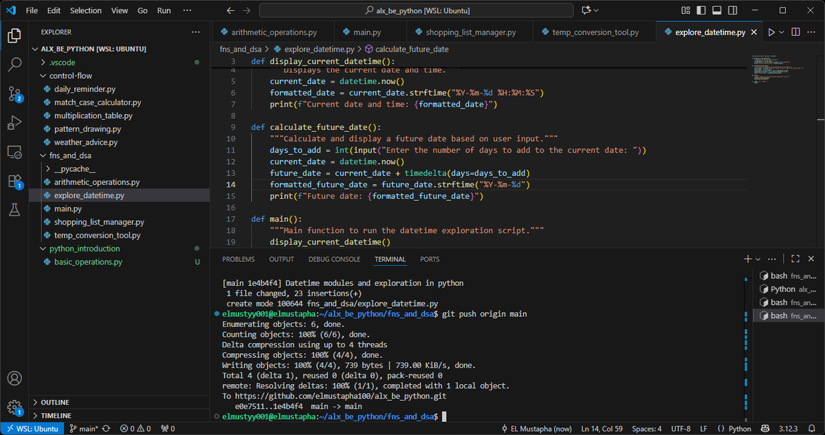 elmustyy_'s tweet photo. Week 5 β
Learned about:
-Functions through to Data Structures.
-Modules and Packages /Libraries in python.
-Variable Scope and Namespaces
Completed the task program for the week on functions (https://t.co/2UoXspoNiX)
#ALX_SE #ALX_BE #backend https://t.co/dRNQEAcbn4