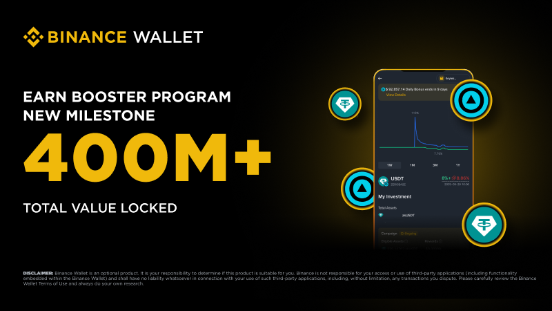 The #Binance Wallet x <a href="/zerobasezk/">ZEROBASE</a> Earn Booster Program has reached $400M+ TVL and 70,000+ participants!

A huge thank you to our community for helping us achieve this milestone. 

Deposit USDT into Simple Yield ZEROBASE USDT Vaults to earn up to 16.27% APR*.

⚠️ Important Note: