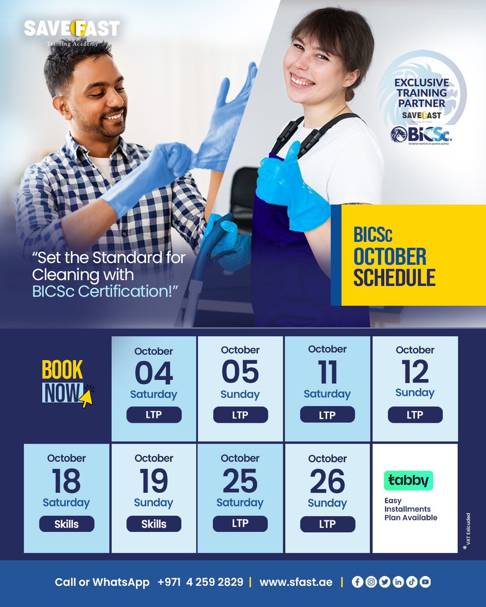 save_fast's tweet image. October BICSc Training Schedule is here!
Join weekend classes with expert trainers and take your career to the next level. Limited seats – register now!

+971 4 259 2829
 sfast.ae/courses/bicsc-… 

#bicsc #bicsctraining #dubai #uae