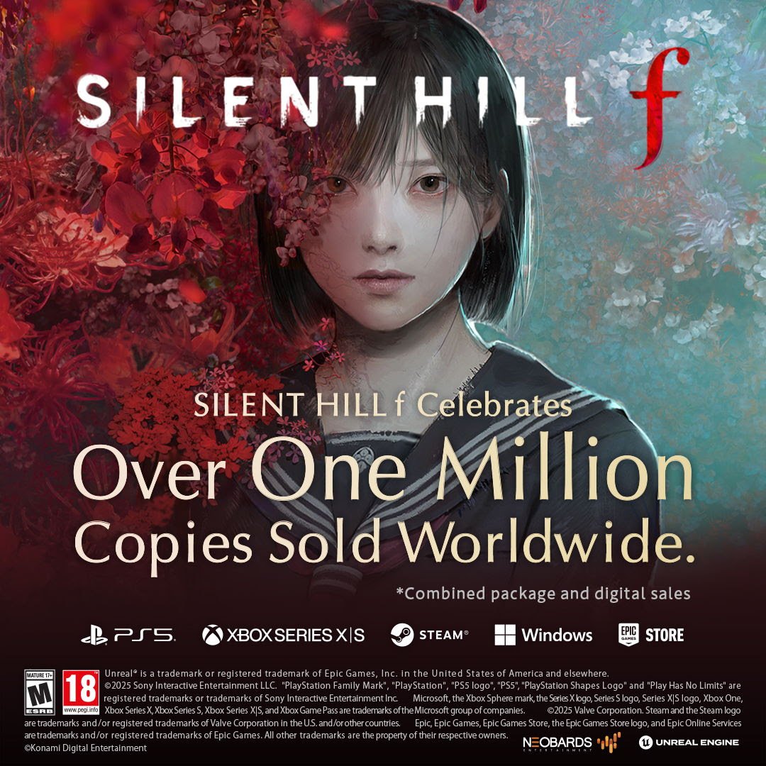 Excellent démarrage pour #silenthillf, qui passe déjà la barre du million de ventes ! ❤️ Vous avez eu l'occasion d'y jouer un peu ?