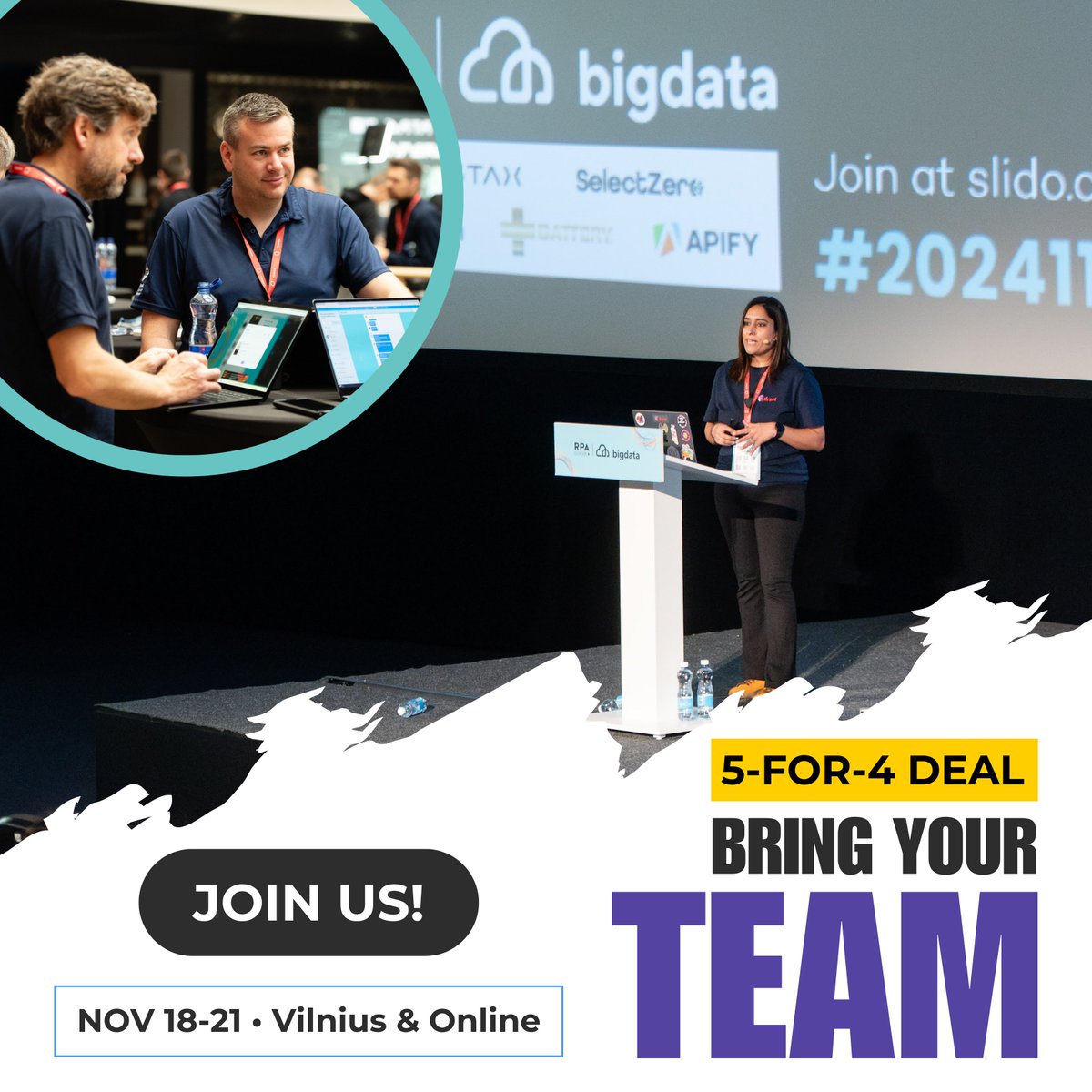BigDataConfEU's tweet image. 🔥 5 for 4 Ticket Deal! 🔥
Take advantage of our limited-time offer: 5 tickets for the price of 4 at Big Data Conference Europe 2025! Gather your team and be part of Europe’s leading Big Data event.
Discover more by visiting bigdataconference.eu