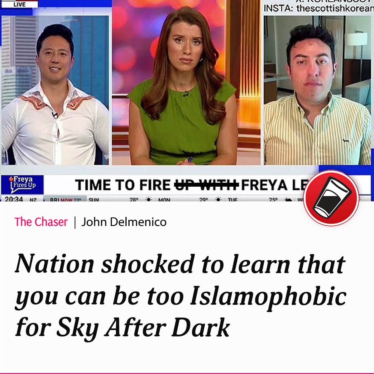chaser's tweet image. "I thought Islamophobia was a requirement to work at News Corp?" said one of the show's ten former viewers.