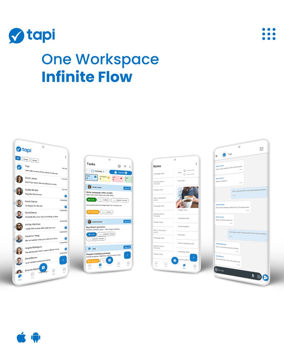 TapiLtd's tweet image. One workspace + async updates = less context switching, more flow 🔄⚡️.
Android download tapi.co/playstore  | iOS soon 📲 .
#UnifiedWorkspace #InfiniteFlow #WorkSmarter.