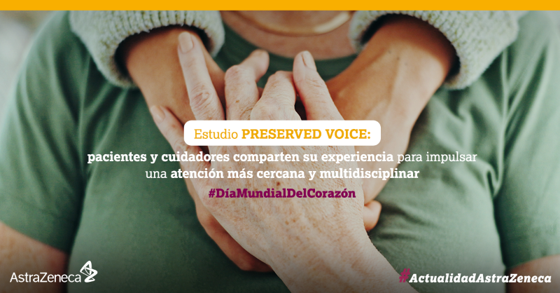 AstraZenecaES's tweet photo. En el #DíaMundialDelCorazón presentamos PRESERVED VOICE, el primer estudio en España que visibiliza cómo la IC-FEp impacta en pacientes y cuidadores. 

Revela miedo al deterioro físico, pérdida de autonomía, aislamiento social y la carga que asumen los cuidadores. 

Más info 👇
