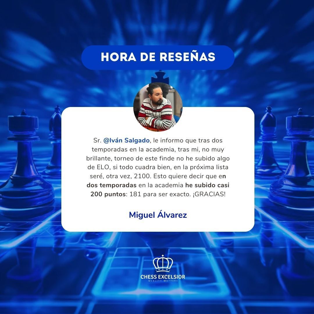 ChessExcelsior's tweet image. ¡Estamos orgullosos de ver crecer a nuestros estudiantes! 🎉Gracias por confiar en nosotros para acompañarte en tu camino ajedrecístico — ¡tu esfuerzo nos inspira cada día! ♟️
#ChessExcelsior #AcademiaDeAjedrez #ELO #Ajedrez #ÉxitoDeEstudiantes #MejoraConstante #RumboAMaestro