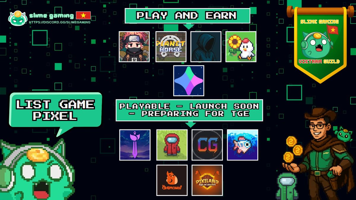 Duy | Slime Gaming 🇻🇳 (@duyslimegaming) on Twitter photo ✨ Thứ 2 đầu tuần – nếu anh em thích phong cách đồ họa Pixel / 2D thì đừng bỏ qua list game này 🔽
———————
1⃣|⚔️ <a href="/HyperNinja_INJ/">HyperNinja 🥷</a> | Play & Earn
– Sử dụng các ninja để khai thác tài nguyên, nâng cấp sức mạnh và mở rộng thế lực.
 🔗 Chơi ngay: ✨ Thứ 2 đầu tuần – nếu anh em thích phong cách đồ họa Pixel / 2D thì đừng bỏ qua list game này 🔽
———————
1⃣|⚔️ <a href="/HyperNinja_INJ/">HyperNinja 🥷</a> | Play & Earn
– Sử dụng các ninja để khai thác tài nguyên, nâng cấp sức mạnh và mở rộng thế lực.
 🔗 Chơi ngay: