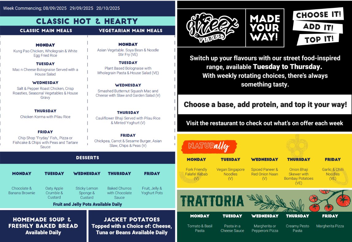 😋 Who’s hungry?! We’re buzzing for this week’s menu — loads of tasty options coming your way! 🥗🍝Perfect for grabbing lunch with your mates, trying something new, and powering through the week. ⚡️ #ProudToBeHere