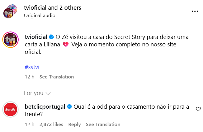 Temos que pensar em abrir apostas nisto, tá visto