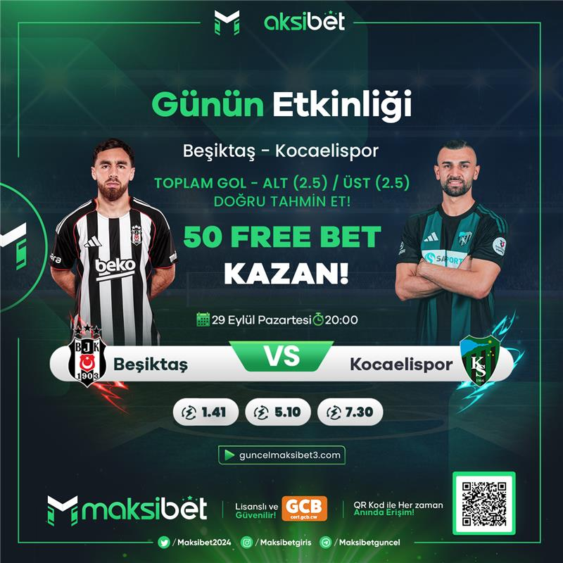 📢 #Maksibet' te #FREEBET ZAMANI

⚽️ #Beşiktaş - #Kocaelispor

⚽️ TOPLAM GOL - ALT(2.5) / ÜST (2.5)
Doğru cevabı bil 50 #Freebet 'i kap

⚡️ <a href="/maksibet2024/">Maksibet - Maksibet Giriş - Maksibet Güncel Giriş</a> takip
🔝 RT +FAV+3 Kişi etiket
👉 Son işlem yatırım

▶️ guncelmaksibet3.com/MaksiSosyal

  iddaa kupon