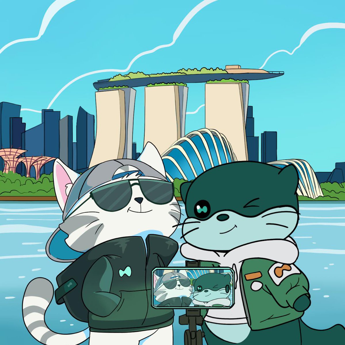 ottionhl's tweet photo. Otti &amp; Purr spotted in Singapore. 📸 Celebrating the launch of @hypurr NFT today! https://t.co/urHmHbSQyL