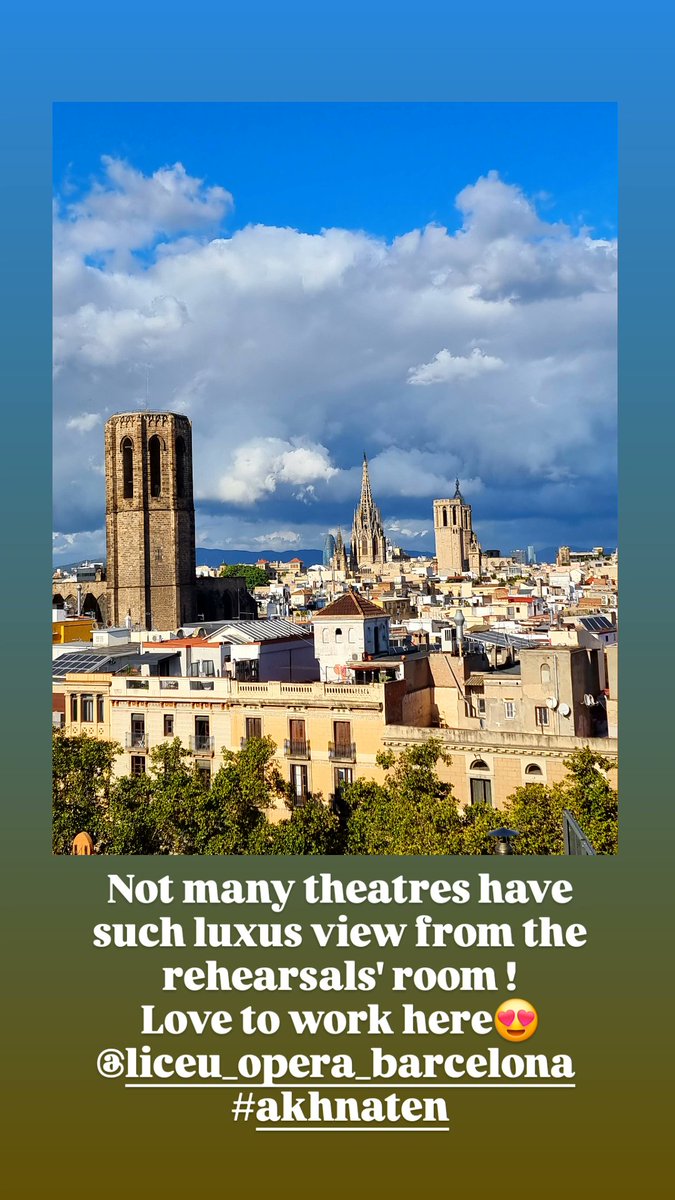 TretyakovaKat's tweet photo. #Akhnaten rehearsals at #GranTeatredelLiceu π
Love this view!
Wish you all a wonderful week, my dears!
We here spending the great time with marvelous colleagues! π
#KaterinaEstradaTretyakova #KaterinaTretyakova #soprano #queentye @MetOpera @Liceu_cat https://t.co/VH8QdS7PCI