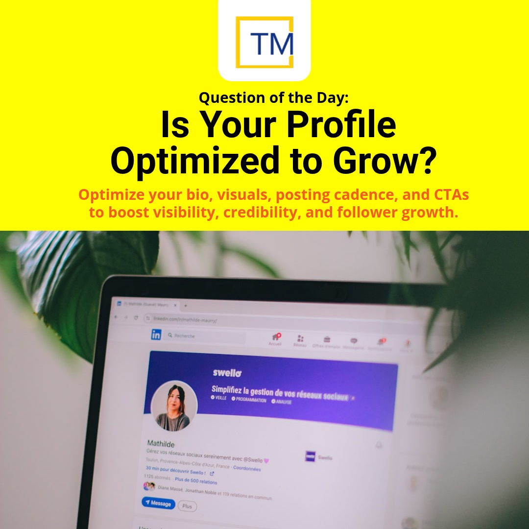 tachomind's tweet image. Is your social profile set up to attract followers?
🔹 Sharpen your bio
🖼️ Polish visuals
⏱️ Post strategically
📈 Use analytics
A polished profile boosts visibility, credibility, and steady follower growth.
Contact Us Today.
#ProfileOptimization #tachomind