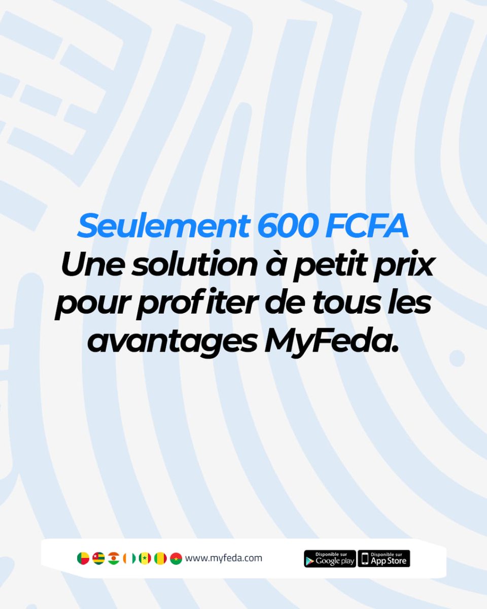 MyFeda_'s tweet photo. 600 FCFA.
C’est tout ce qu’il vous faut pour acheter la carte MyFeda Express. Les avantages qu'elle renferme ?
Les détails se trouvent dans le carrousel👇🏽
#MyFeda #ReprenezleControleEtFaitesPlusAvecVotreArgent #Benin #Togo #CoteDIvoire #Senegal #Mali #Niger https://t.co/wlvknIZHZN