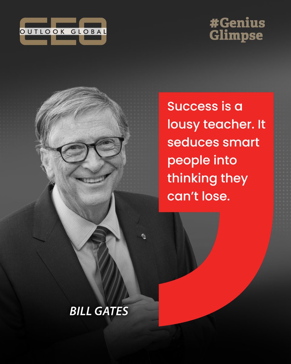 ceo_outlook's tweet photo. True wisdom comes from learning through failure; resilience, not success, sustains greatness. — Bill Gates

#CeoOutlookGlobal #wisdom #resilience #failurelessons #growthmindset #success #leadership #billgates #lifelessons #perseverance #motivation https://t.co/B7ePond4KE