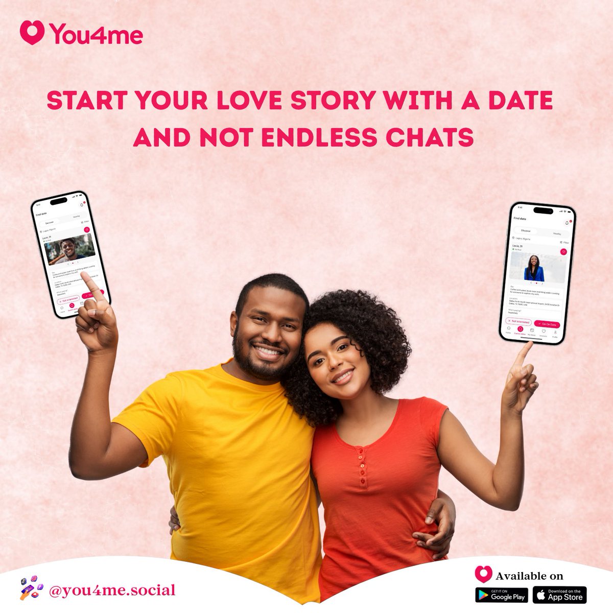 you4me_dating's tweet photo. Start you love story right, with You4me
#You4me #relationship #dattingapp https://t.co/uKHs8UVZS9