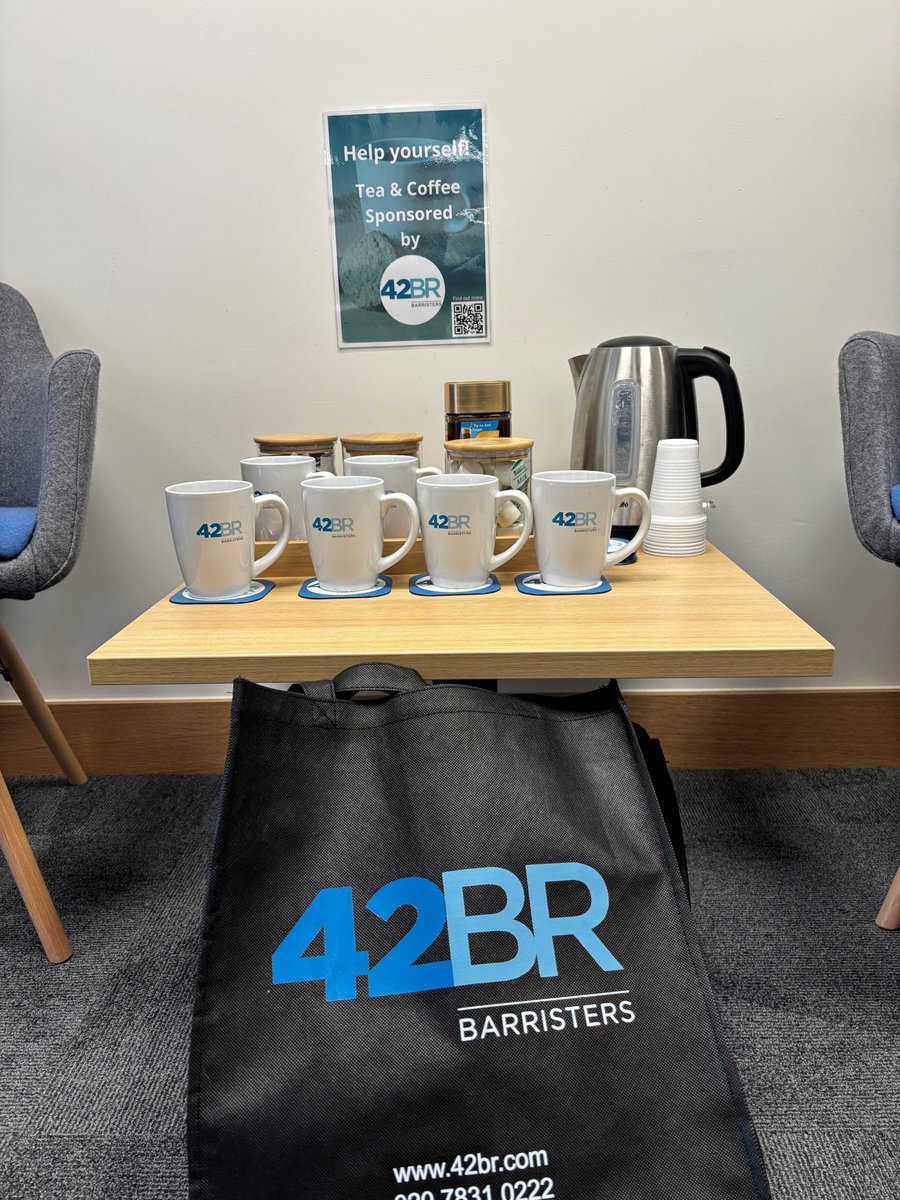 ☕ At 42BR Barristers, we know how important the little things can be on a busy day in court. That’s why we’re pleased to sponsor the tea and coffee at Medway Court, in the Advocates Room.
 
Because a good brew goes a long way!☕
 
#SupportingPractitioners #LegalCommunity