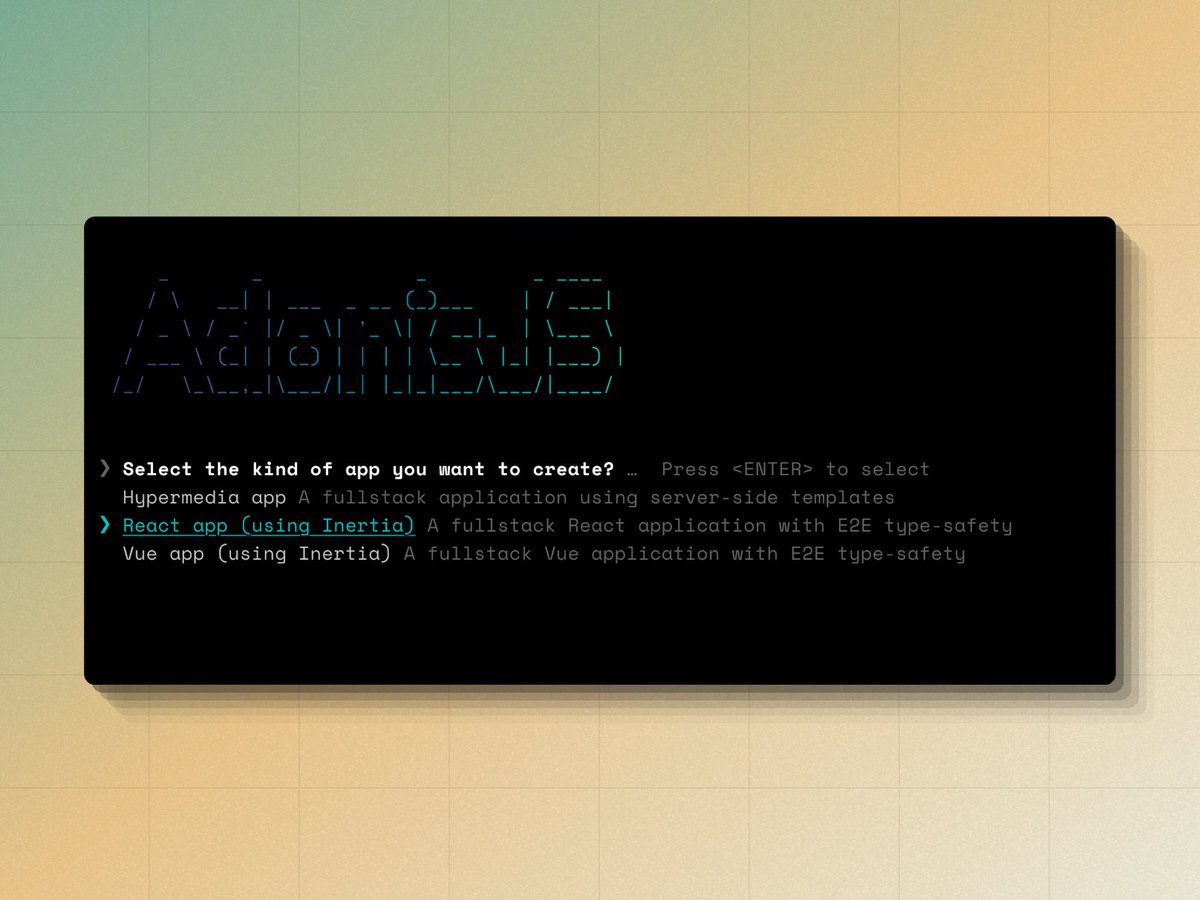 Simplifying the new app creation process in v7. 

- Will offer even more feature rich foundation
- Choose between Hypermedia, React, Vue, and API with proper tooling in-place.