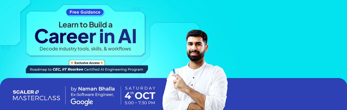 AI_Aravind's tweet photo. 📢 📰 Unlock a future-proof career in AI/ML! 🚀 Join our exclusive Masterclass on Oct 4th &amp; discover high-impact roles, must-have skills &amp; powerful tools. 🗞 🔔

#AI #MachineLearning #CareerDevelopment #TechFrontier #FutureProof https://t.co/uhkV3PaI4A