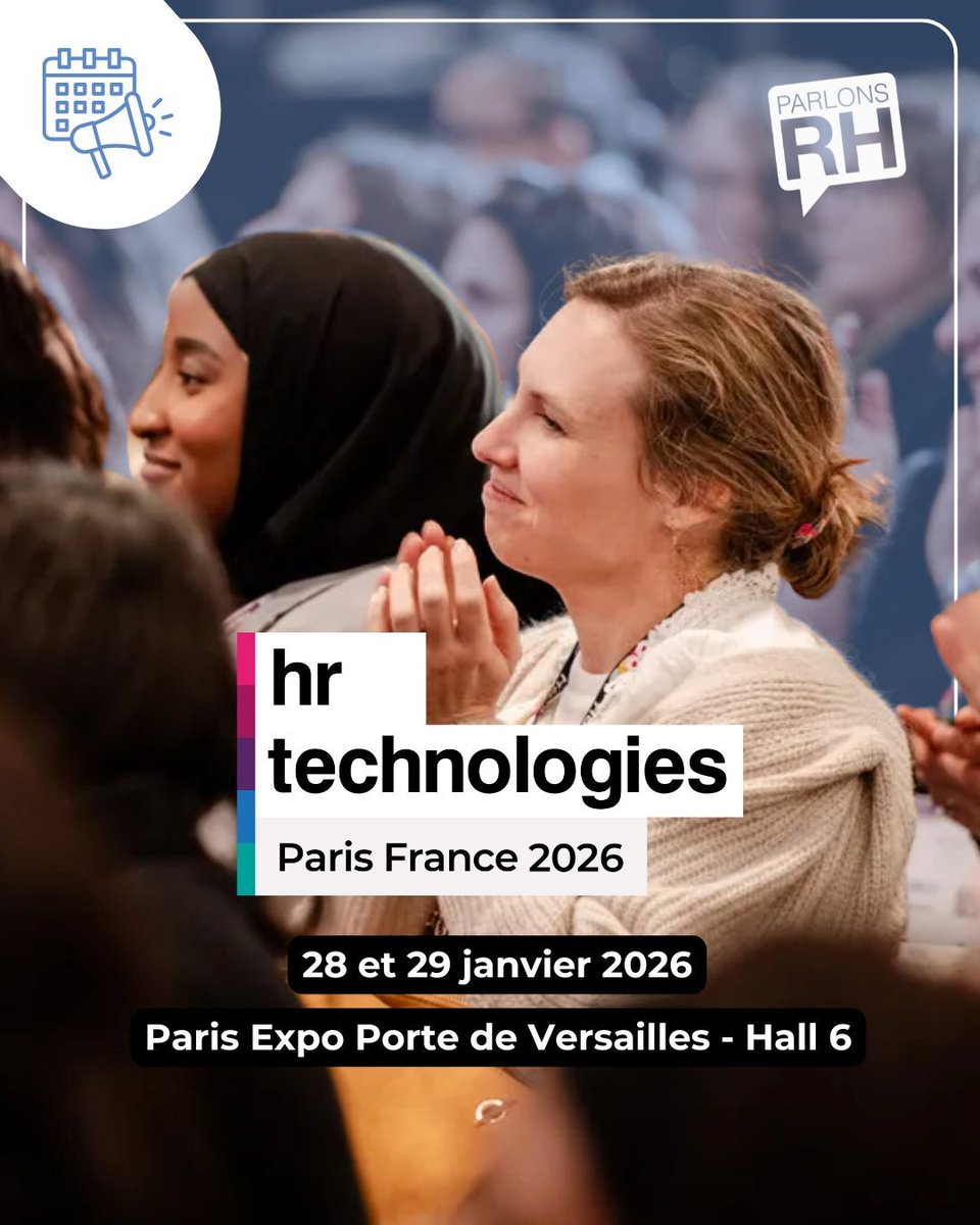 ParlonsRH's tweet image. 🚀 Les #RH accélèrent leur transformation !
Les 28 et 29 janvier 2026, #HRTechFR revient à Paris pour 2 jours d’innovations RH : +14 000 pros, 350 exposants, 300 conférences ✨
Et c’est totalement gratuit 🎉
🎟 Pré-inscrivez-vous ici ➡ swll.to/8sQxWM